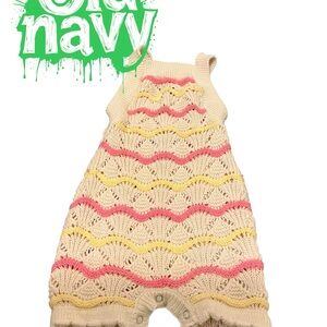 Old Navy Cream Romper with Pink and Yellow Accents